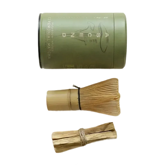Starter Kit contents – matcha canister, bamboo whisk, wooden sticks